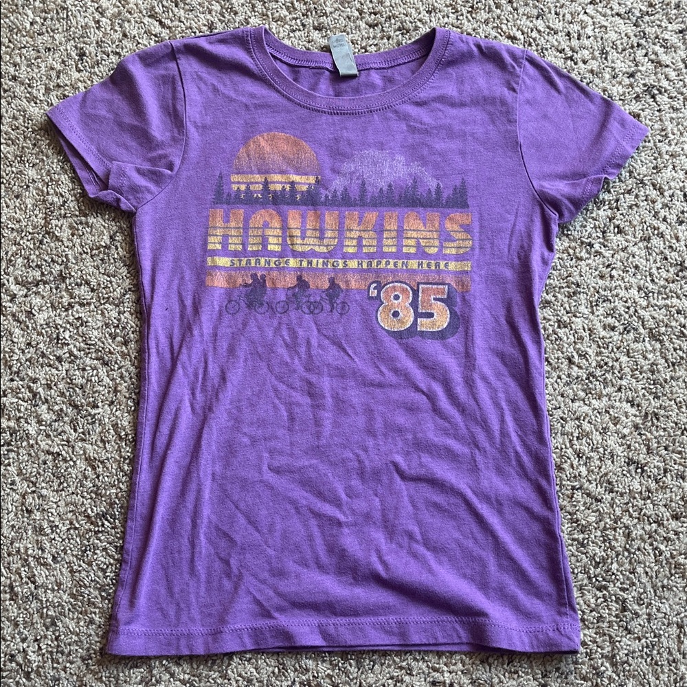 Next Level Apparel Purple Graphic stranger things Tee